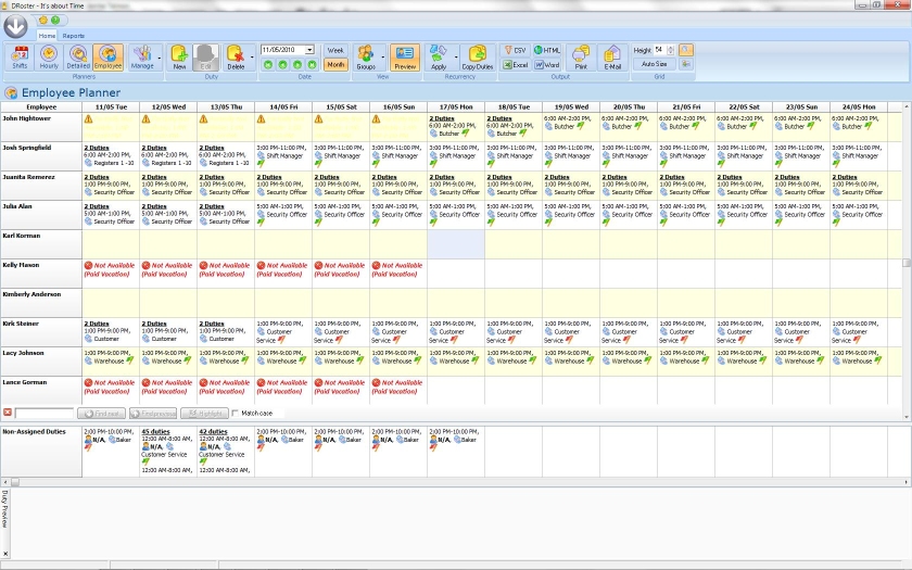 employee schedule in excel for mac